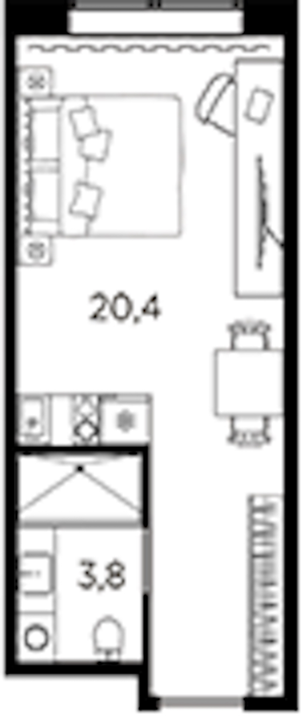 Квартира студия 24.2 м², 5/13 эт., ЖК «AVENIR Industrial»